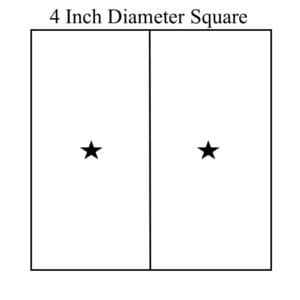 Diagram titled 4 Inch Diameter Square, square split into two halves with a star wick in each