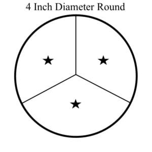 Diagram titled 4 Inch Diameter Round, circle split into thirds with a star wick in each